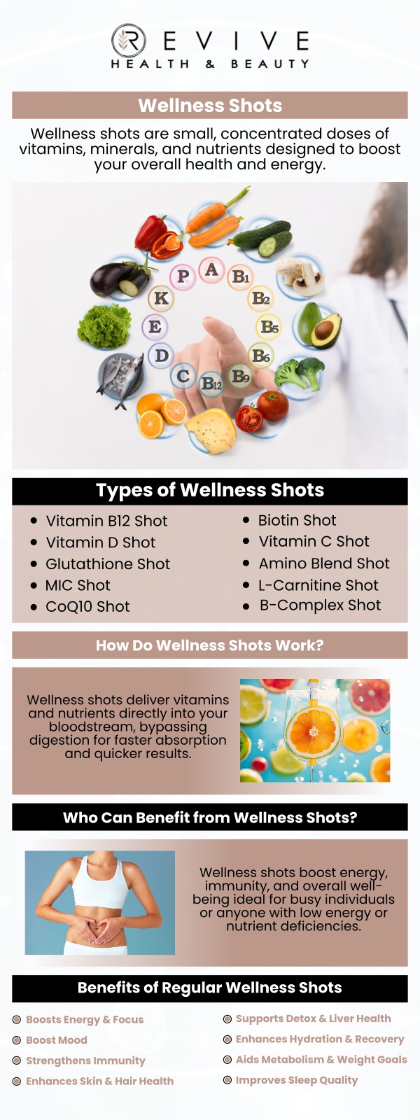 Common questions asked by clients: What are wellness shots? What types of wellness shots are available? How often should I get wellness shots? Who is a good candidate for wellness shots? For more information, contact us or schedule an appointment online. We are conveniently located at 11500 State Hwy 121 suite 320, Frisco, TX 75035.